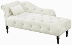 Homtique 60" Velvet Storage Chaise Lounge Indoor Button Tufted With Pillow, Nailhead Decorate Rolled Arm Chaise Lounge For Bedroom Living Room (Beige, With Storage) 27 Homtique 60" Velvet Storage Chaise Lounge Indoor Button Tufted With Pillow, Nailhead Decorate Rolled Arm Chaise Lounge For Bedroom Living Room (Beige, With Storage) -Best Furniture Store 217vf7vHNfL. AC