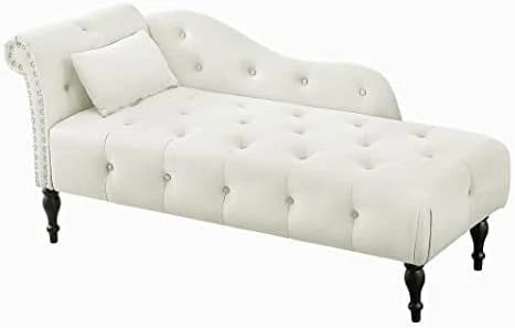 Homtique 60" Velvet Storage Chaise Lounge Indoor Button Tufted With Pillow, Nailhead Decorate Rolled Arm Chaise Lounge For Bedroom Living Room (Beige, With Storage) 13 Homtique 60" Velvet Storage Chaise Lounge Indoor Button Tufted With Pillow, Nailhead Decorate Rolled Arm Chaise Lounge For Bedroom Living Room (Beige, With Storage) - Image 13
