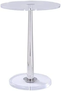 MEETLAKE Clear Acrylic Table With Cone Metal Pole (Large, Silver) … -Best Furniture Store 218expu1V7L. AC