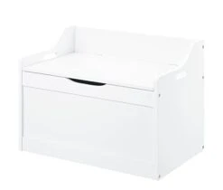 Wood Modern Storage Bench Box Blanket Chest Trunk With Safety Hinged Lid In White Finish -Best Furniture Store 21AeoF3UQvS