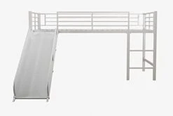 Junior Twin Metal Loft Bed With Slide, Multifunctional Design, White With White Slide -Best Furniture Store 21CSHNN3bNL