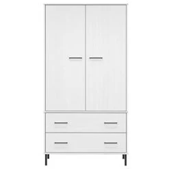 Loibinfen Wooden Wardrobe Closets With 2 Drawers And 1 Large Compartment, Storage Wardrobe Cabinet Armoire Clothes Cabinet Cupboard With Metal Legs For Bedroom, White 35.4"x21.7"x67.9"(K) -Best Furniture Store 21DgDPvCVpL