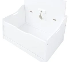 Wood Modern Storage Bench Box Blanket Chest Trunk With Safety Hinged Lid In White Finish -Best Furniture Store 21G14ma1pyS