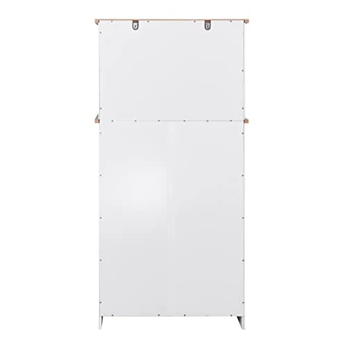 Modern Kitchen Pantry Cabinet, Microwave Storage Cabinet With 2 Drawers Pantry Buffet Cabinet With Adjustable Shelves Freestanding Kitchen Buffet With 4 Doors, White 6 Modern Kitchen Pantry Cabinet, Microwave Storage Cabinet With 2 Drawers Pantry Buffet Cabinet With Adjustable Shelves Freestanding Kitchen Buffet With 4 Doors, White - Image 6