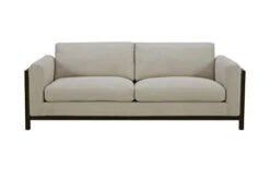 Amazon Basics Amazon Brand – Stone & Beam Chesler Contemporary Sofa Couch With Wood Trim, 88"W, Cream