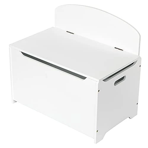 Wooden Toy Box And Storage Chest,Entryway Bench With 2 Safety Hinges,White Color 3 Wooden Toy Box And Storage Chest,Entryway Bench With 2 Safety Hinges,White Color - Image 3