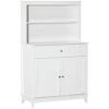58" Kitchen Buffet, Dining Room With Drawers And Storage Cabinets, White
