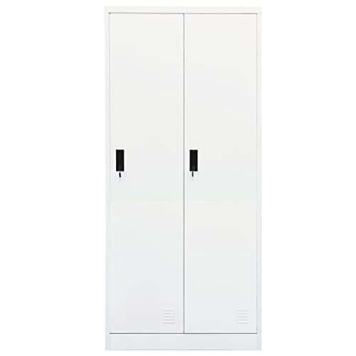 Wardrobe Steel Storage Chests White 31.5"x19.7"x70.9" 2 Wardrobe Steel Storage Chests White 31.5"x19.7"x70.9" - Image 2