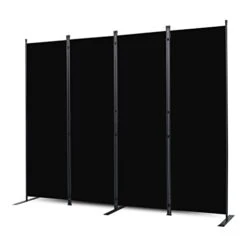 CHOSENM Room Divider, 4 Panel Folding Privacy Screens With Wider Support Feet, 6 Ft Portable Room Partition For Room Separator, 88" W X 71" H, Black