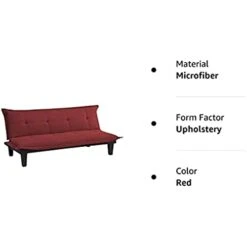 SDFGH Convertible Futon Couch Bed With Microfiber Upholstery And Wood Legs, Red -Best Furniture Store 21Z23kjPlJL