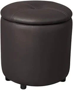 PRIVATE GARDEN Square Storage Ottoman With Tray, Faux Leather Upholstered Footrest Stool, Seat As Side Table Coffee Table For The Living Room, Bedroom, Contemporary (Black Brown/Dark Brown) -Best Furniture Store 21fsHGl8foL. AC