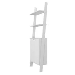 Manhattan Comfort Cooper Mid Century Modern Ladder Display Cabinet With 2 Floating Shelves, White -Best Furniture Store 21gHuLXG9dL