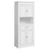 EROMMY Kitchen Hutch, Freestanding Pantry Storage Cabinet With Doors And Drawer, Adjustable Shelves For Kitchen Bathroom Study Hallway, White