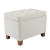 Wovenbyrd Classic 24-Inch Wide Rectangular Tufted Storage Ottoman Footstool With Hinged Lid, Cream Fabric