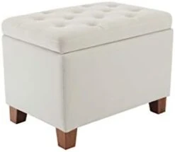 Wovenbyrd Classic 24-Inch Wide Rectangular Tufted Storage Ottoman Footstool With Hinged Lid, Cream Fabric -Best Furniture Store 21iRPCscdwL. AC