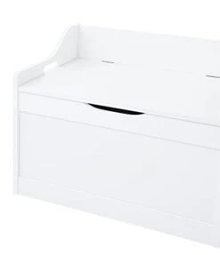 Wood Modern Storage Bench Box Blanket Chest Trunk With Safety Hinged Lid In White Finish -Best Furniture Store 21kUO76Sl0S