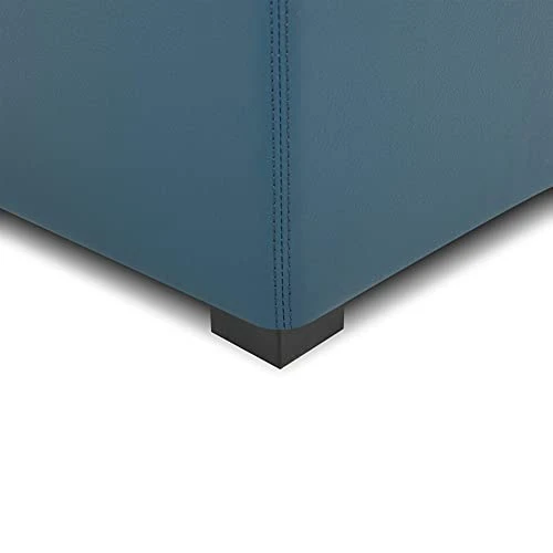 CHITA Storage Ottoman Cube With Tray,Footrest Stool Seat Serve As Side Table, PU Leather In Dark Blue 3 CHITA Storage Ottoman Cube With Tray,Footrest Stool Seat Serve As Side Table, PU Leather In Dark Blue - Image 3
