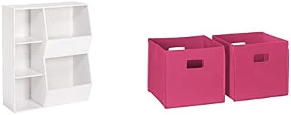 RiverRidge 02-146 Floor Cabinet, White & Folding Storage Bins, Pink, 2 Count 5 RiverRidge 02-146 Floor Cabinet, White & Folding Storage Bins, Pink, 2 Count - Image 5