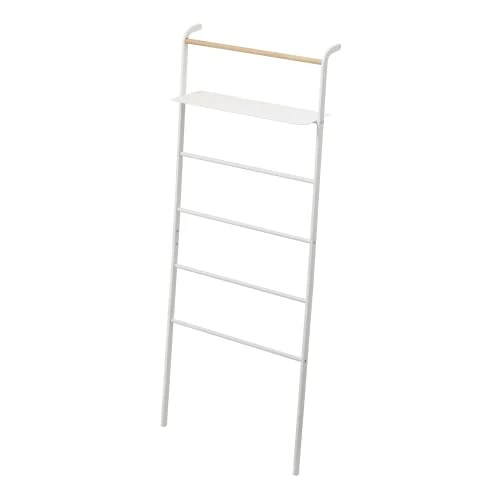 YAMAZAKI Home Tower Leaning Ladder With Shelf White 1 YAMAZAKI Home Tower Leaning Ladder With Shelf White