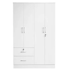 Modern Modern Wood 4 Doors 2 Drawers Armoire In White -Best Furniture Store 21oAFYLFCyL