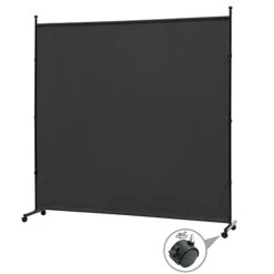 SIMFLAG 6FT Single Panel Room Divider With Wheels,Rolling Fabric Room Dividers For Partition Privacy Screens,Freestanding Wall Divider For Home Office,Restaurant,Hospital,(Black)
