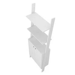 Manhattan Comfort Cooper Mid Century Modern Ladder Display Cabinet With 2 Floating Shelves, White -Best Furniture Store 21qgi2j5HJL