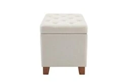 Wovenbyrd Classic 24-Inch Wide Rectangular Tufted Storage Ottoman Footstool With Hinged Lid, Cream Fabric -Best Furniture Store 21tFjbM2avL