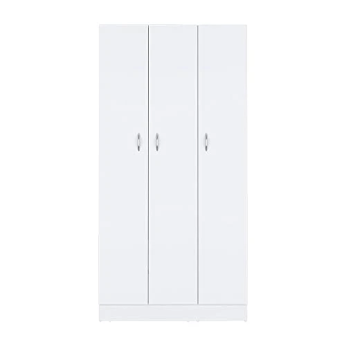 GENERIC Erie Wardrobe With Four Storage Shelves, Two Drawers And Three Doors -White 1 GENERIC Erie Wardrobe With Four Storage Shelves, Two Drawers And Three Doors -White