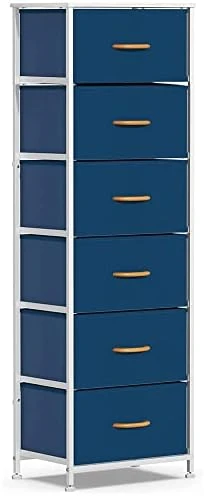 Vertical Dresser Storage Tower, Steel Frame, Wood Top, Easy Pull Textured Fabric Bins - Organizer Unit For Bedroom, Hallway, Entryway, Closets - 5 Drawers- CHARCOAL 4 Vertical Dresser Storage Tower, Steel Frame, Wood Top, Easy Pull Textured Fabric Bins - Organizer Unit For Bedroom, Hallway, Entryway, Closets - 5 Drawers- CHARCOAL - Image 4