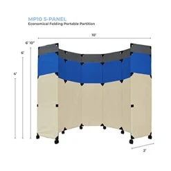 Versare MP10H Portable Folding Economical Partition | 5 Panels | Adjustable Widths | Freestanding Room Divider On Wheels | Beige 10' Wide X 6'10'' Tall 10 Versare MP10H Portable Folding Economical Partition | 5 Panels | Adjustable Widths | Freestanding Room Divider On Wheels | Beige 10' Wide X 6'10'' Tall -Best Furniture Store 3102e4I2ULL
