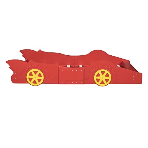 NCKMYB Twin Size Race Car Bed Kid Platform Bed Wooden Floor Bed Car Shaped Toddler Bed Frame For Boy Girl Junior,Red 4 NCKMYB Twin Size Race Car Bed Kid Platform Bed Wooden Floor Bed Car Shaped Toddler Bed Frame For Boy Girl Junior,Red - Image 4