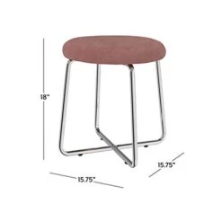 Round Backless Metal Vanity Stool With Upholstered Seat, Pink, 51111 9 Round Backless Metal Vanity Stool With Upholstered Seat, Pink, 51111 -Best Furniture Store 310DXKSD60L