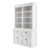 NovaSolo Halifax Mahogany Solid Wood Buffet Hutch Unit With 8 Shelves In White