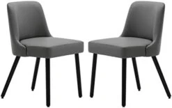 MINCETA Dining Chair,Morden Wood Leg Upholstered Kitchen Chair Set Of 2,PU In Cream White -Best Furniture Store 310QAYWEjvL. AC