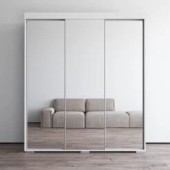 GENERIC Aria 3 Door 71" Wardrobe (White With All Mirror)