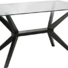 Uptown Club Dining Table With Tempered Glass Top, Elegant Statement Piece For Contemporary Home, 63" X 36", Dark-Walnut