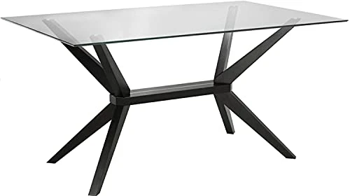 Uptown Club Dining Table With Tempered Glass Top, Elegant Statement Piece For Contemporary Home, 63" X 36", Dark-Walnut 1 Uptown Club Dining Table With Tempered Glass Top, Elegant Statement Piece For Contemporary Home, 63" X 36", Dark-Walnut