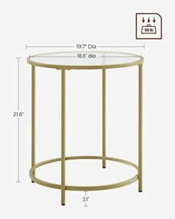 VASAGLE Round Side Table, Glass End Table With Metal Frame, Gold Coffee Table With Modern Style For Living Room, Balcony, Bedroom 10 VASAGLE Round Side Table, Glass End Table With Metal Frame, Gold Coffee Table With Modern Style For Living Room, Balcony, Bedroom -Best Furniture Store 311J8po8fgL