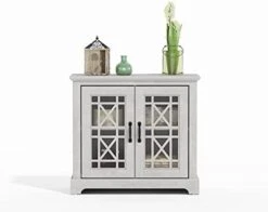 Galano Isadora Wide Accent Sideboard - Storage Cabinet With Doors And Shelves - Free Standing Sideboard - Sideboard Storage Cabinet For Living Room - Easy Assembly - Dusty Grey Oak -Best Furniture Store 311TohsyIgL. AC