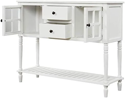 42" Wide Console Table Sideboard Buffet Server With 2 Doors And Bottom Shelf, Sideboard Storage Cabinet For Living Room (White) 10 42" Wide Console Table Sideboard Buffet Server With 2 Doors And Bottom Shelf, Sideboard Storage Cabinet For Living Room (White) - Image 10