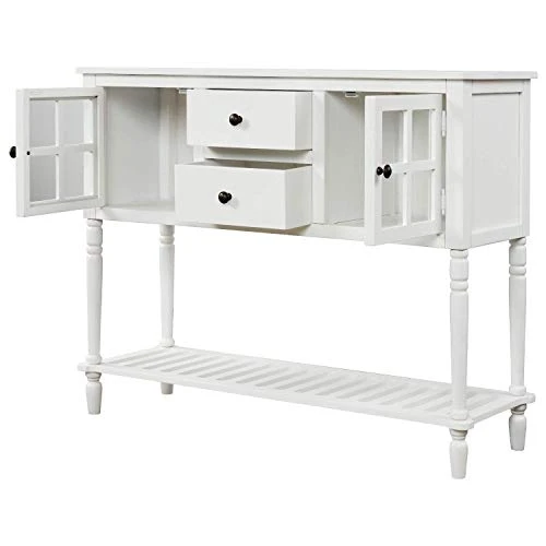 42" Wide Console Table Sideboard Buffet Server With 2 Doors And Bottom Shelf, Sideboard Storage Cabinet For Living Room (White) 1 42" Wide Console Table Sideboard Buffet Server With 2 Doors And Bottom Shelf, Sideboard Storage Cabinet For Living Room (White)