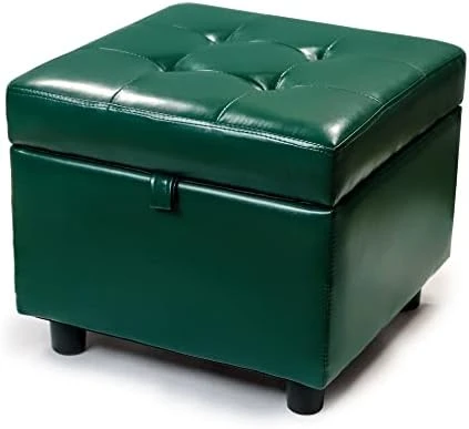 H&B Luxuries Tufted Leather Square Flip Top Storage Ottoman Cube Foot Rest (Black) 8 H&B Luxuries Tufted Leather Square Flip Top Storage Ottoman Cube Foot Rest (Black) - Image 8