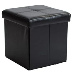 Simplify Folding Storage Ottoman, Toy Box Chest, Faux Leather,Tufted Padded Seating, Bench, Foot Rest, Stool, Single, Black -Best Furniture Store 311jpcYNawL