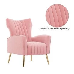 Altrobene Velvet Accent Chair Modern Wingback Comfy Chair Tufted Reading Armchair With Gold Legs For Living Room/Bedroom, Light Pink 18 Altrobene Velvet Accent Chair Modern Wingback Comfy Chair Tufted Reading Armchair With Gold Legs For Living Room/Bedroom, Light Pink -Best Furniture Store 311l3KQLLyL