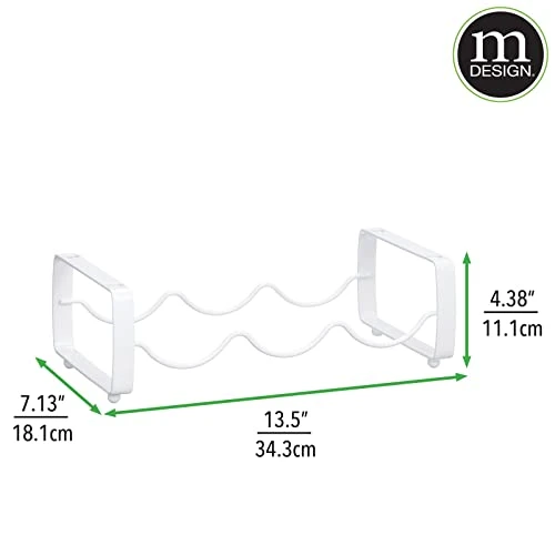 MDesign Metal Steel 3 Bottle Modular Wine Rack Storage Organizer For Kitchen Countertop, Table Top, Pantry, Fridge - Holder For Wine, Beer, Pop/Soda, Water, Stackable - 2 Pack - Matte White 3 MDesign Metal Steel 3 Bottle Modular Wine Rack Storage Organizer For Kitchen Countertop, Table Top, Pantry, Fridge - Holder For Wine, Beer, Pop/Soda, Water, Stackable - 2 Pack - Matte White - Image 3