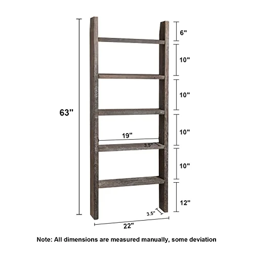 KIAYACI 5-Tier Blanket Ladder For The Living Room Rustic Vintage Ladder Shelf Boho Home Decor Ladder Bookshelf Blanket Holder Leaning Bookshelf Bookshelf For Bedroom(Vintage Walnut, 63" X 22") 2 KIAYACI 5-Tier Blanket Ladder For The Living Room Rustic Vintage Ladder Shelf Boho Home Decor Ladder Bookshelf Blanket Holder Leaning Bookshelf Bookshelf For Bedroom(Vintage Walnut, 63" X 22") - Image 2