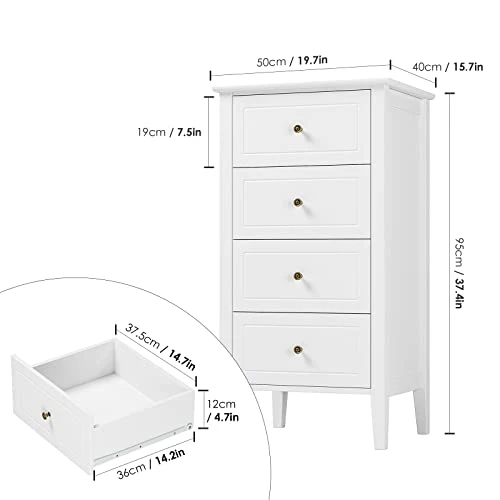 4 Drawer Dresser, Antique Wide Chest Of Drawers With Solid Frame, Closet Dresser Tall Storage Chest Cabinet Nightstand For Living Room, Bathroom, Entryway, White 3 4 Drawer Dresser, Antique Wide Chest Of Drawers With Solid Frame, Closet Dresser Tall Storage Chest Cabinet Nightstand For Living Room, Bathroom, Entryway, White - Image 3