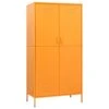 Metal Wardrobe Cabinet, Steel Tall Storage Cabinet With Doors And Shelves, Metal Storage Cabinet With Hanging Rod And Adjustable Shelves For Office,Mustard Yellow 35.4"x19.7"x70.9"(I)
