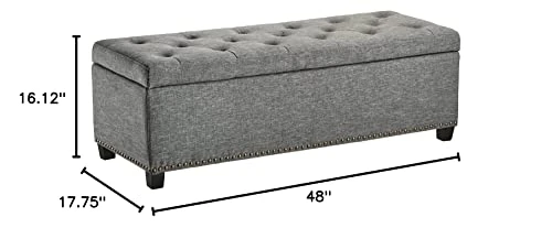 FIRST HILL FHW Thomas Rectangular Storage Ottoman Bench, Large, Stone Grey 3 FIRST HILL FHW Thomas Rectangular Storage Ottoman Bench, Large, Stone Grey - Image 3