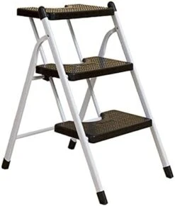 GENERIC 3-Step Steel Ladder Folding Step Ladder With Wide Anti-Slip Pedal Multipurpose Step Ladder Flower Stand Shelf Organizer For Household Kitchen Office 330lbs Load Capacity (Color : Bruin) -Best Furniture Store 312MBkPwvL. AC